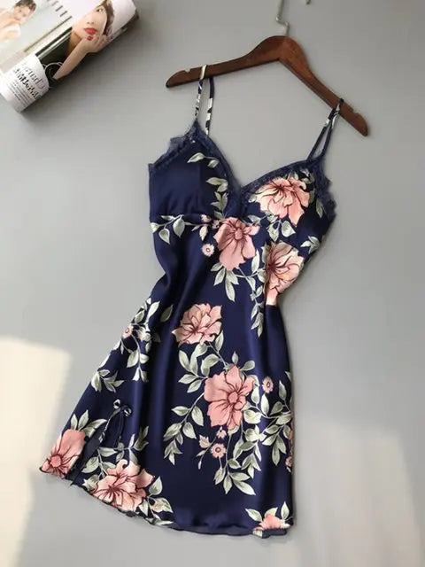 Robe Underwear women's night dress lace sleepwear Silk Satin hercurva