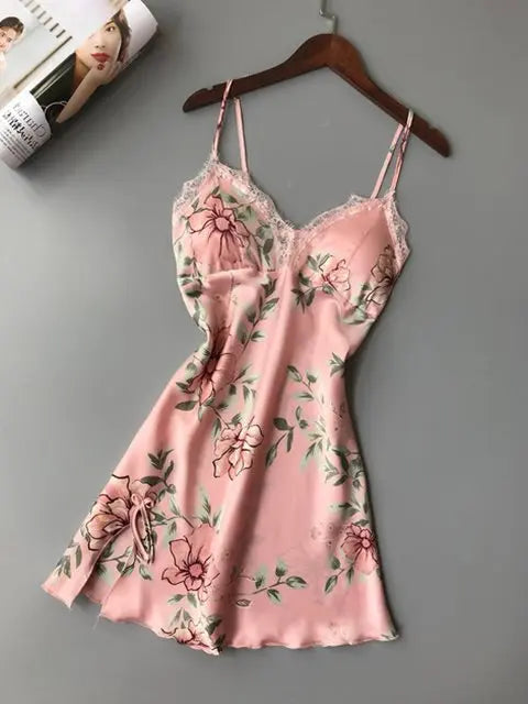 Robe Underwear women's night dress lace sleepwear Silk Satin hercurva