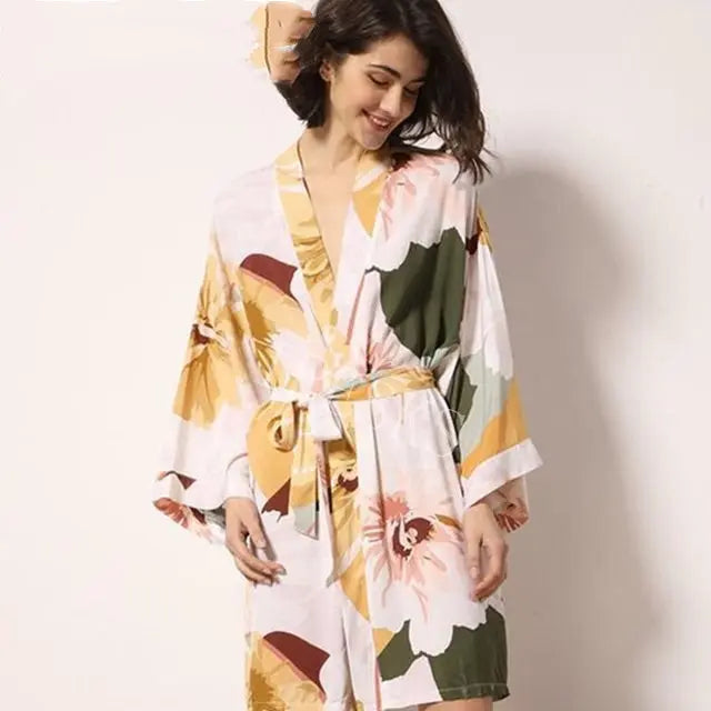 New Sleepwear Robe Spring Thin Cotton-silk Women hercurva