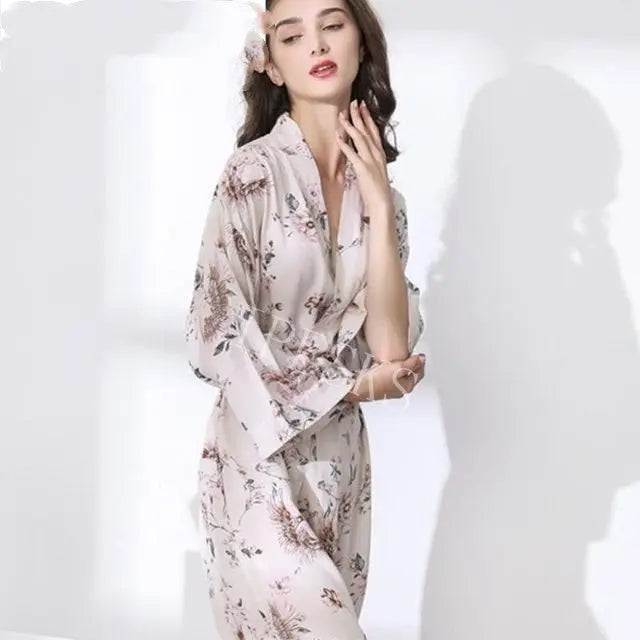 New Sleepwear Robe Spring Thin Cotton-silk Women hercurva