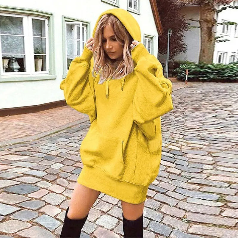 Women's hooded loose long sleeve thick sweater hercurva