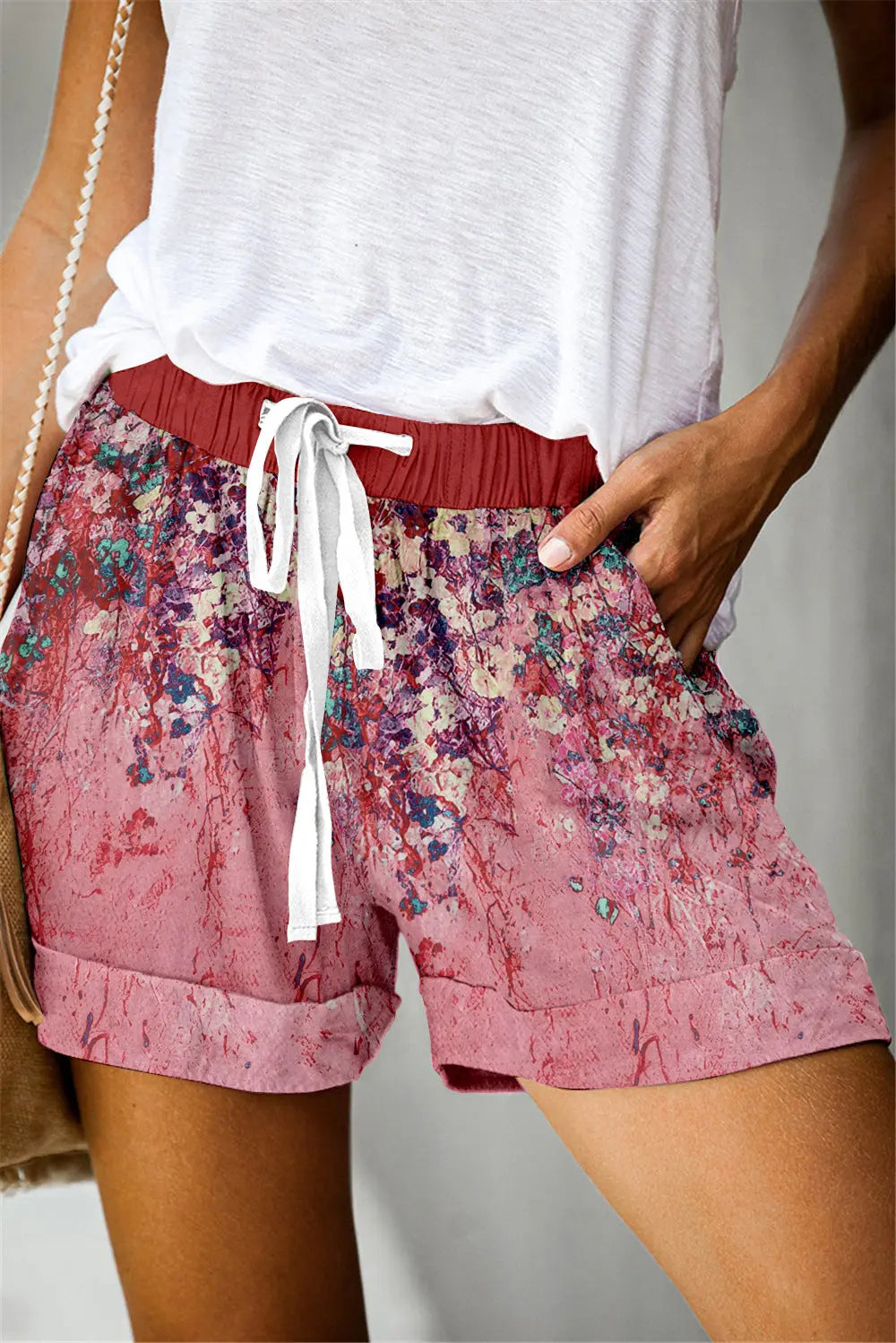 Positioning Printed Lace-Up Casual Wide-Leg Shorts Women hercurva