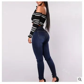 High-waisted Casual Jeans Trousers Double Row Multi-button hercurva