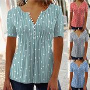 European And American Spring And Summer V-collar Polka Dot Short Sleeve hercurva