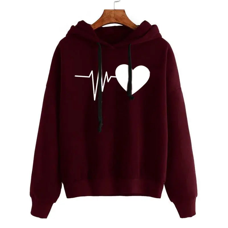 Heart Print Streetwear Hoodies Women Sweatshirt Spring Autumn Long Sleeve Hoodie Clothes hercurva