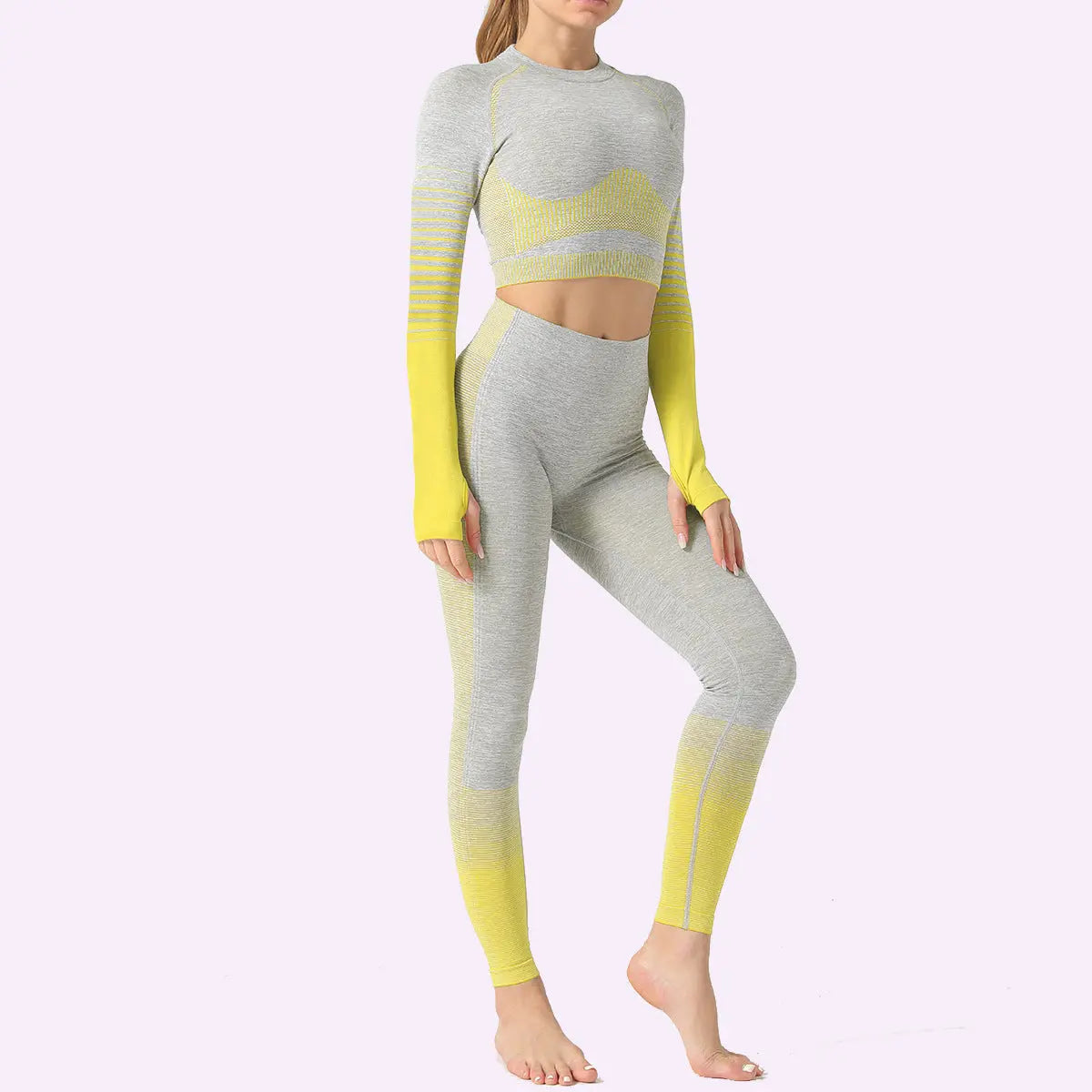 LANTECH Women Yoga Sets Gym Fitness Athletic 2 Pcs Sports Suits Set Pants Leggings Sportswear Leggings Seamless Sports Shirts hercurva