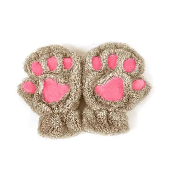 Winter Lovely Half Cover Paw Bear Cat Claw Gloves Short Finger hercurva