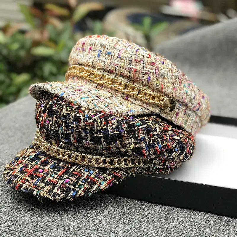 Ladies peaked cap octagonal cap fashion military cap hercurva