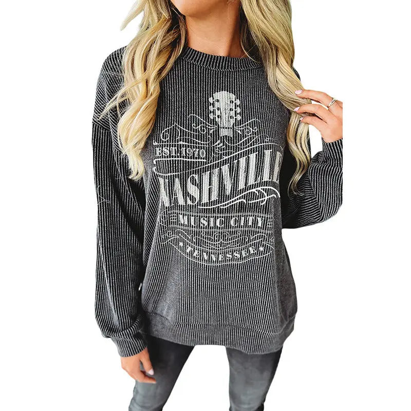 Pullover Round Neck Long Sleeves Top For Women hercurva