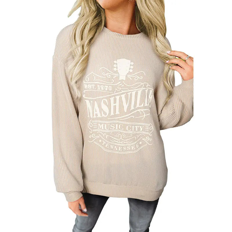 Pullover Round Neck Long Sleeves Top For Women hercurva