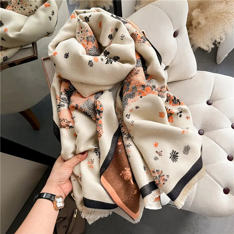 Lady Style Cashmere-like Double-sided Thermal Student Scarf Air Conditioning Shawl hercurva