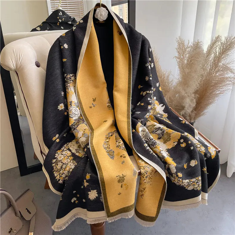 Lady Style Cashmere-like Double-sided Thermal Student Scarf Air Conditioning Shawl hercurva