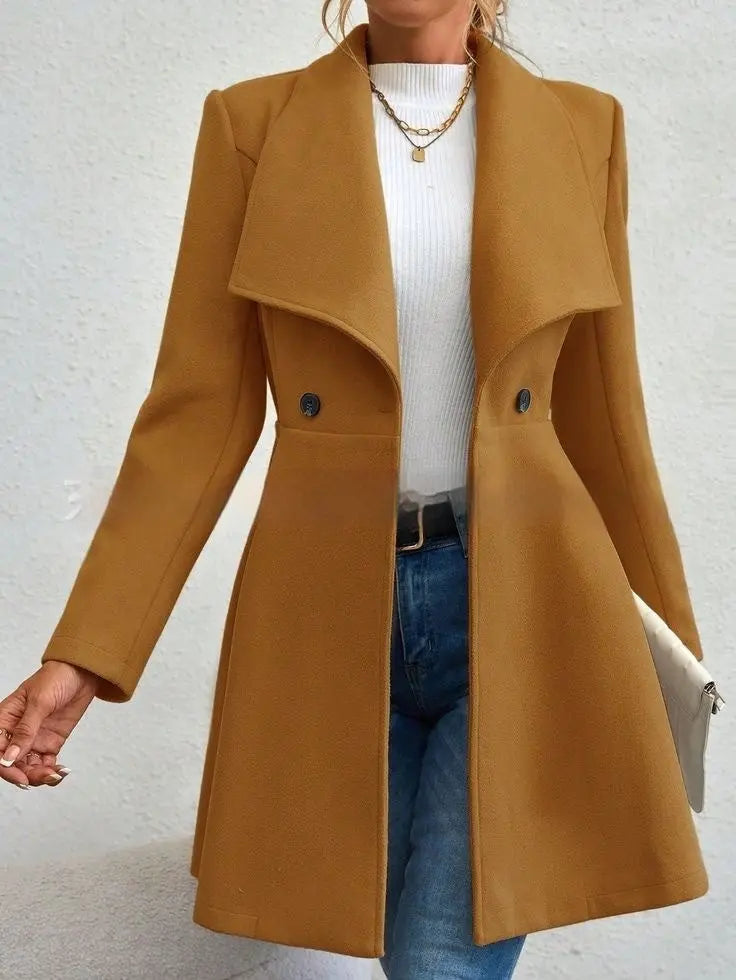 Women's Coat Slim Fit Long Fashion Lapel hercurva