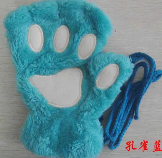 Winter Lovely Half Cover Paw Bear Cat Claw Gloves Short Finger hercurva
