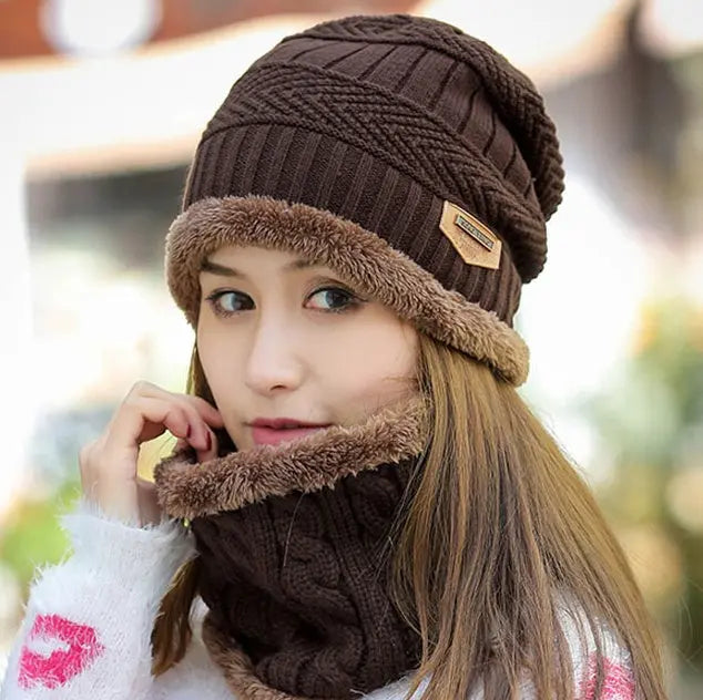 Knit Hat Female Winter ThickeningCap Warm Earmuffscap Head Outdoor Cycling Korean Version Of The Tide Collar Wool Hat hercurva