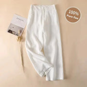 Women's Cotton And Linen Spring And Summer Thin Cropped Simple Casual Pants hercurva