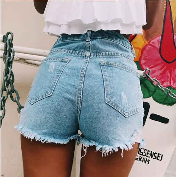 Women's retro ins hot classic ripped denim shorts hercurva
