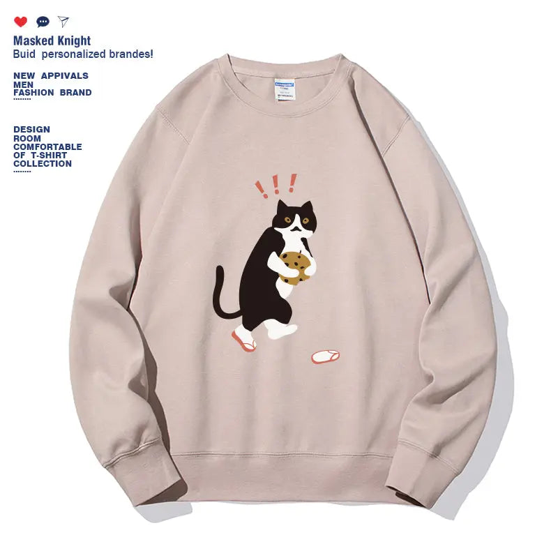 Women's Fashionable Solid Color Printed Long Sleeved Sweatshirt hercurva