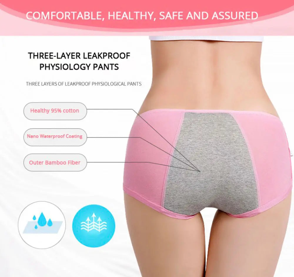 3Pcs Pack Menstrual Panties Women Underwear hercurva