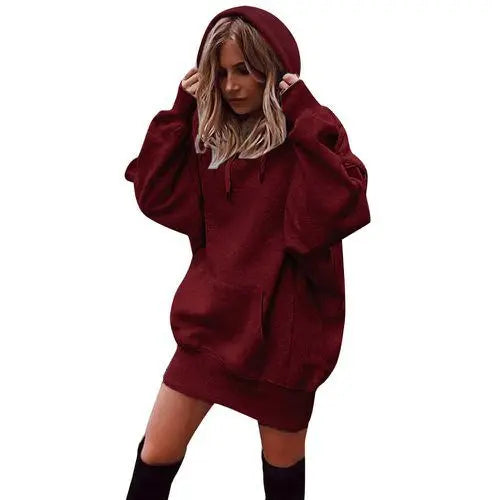 Women's hooded loose long sleeve thick sweater hercurva