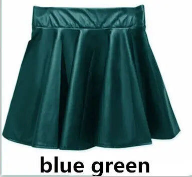 High waist Faux Leather Skirt sun skirt pleated skirt hercurva
