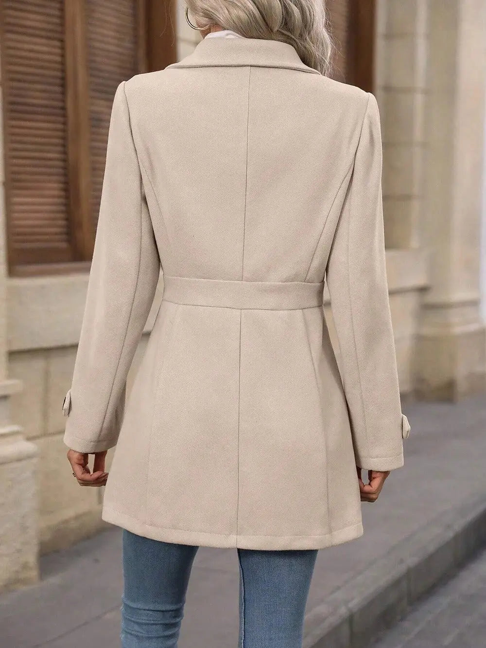Elegant Single-breasted Woolen Coat Buttons Lapel Mid-length Jacket Temperament Commuter Outwear Clothing For Women hercurva