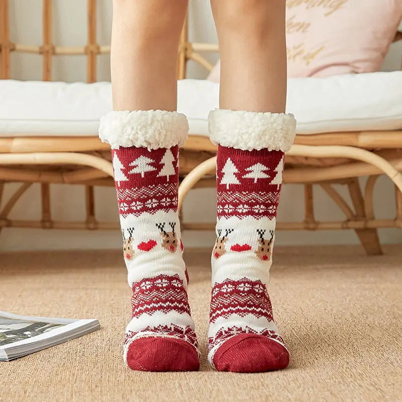 Thicken warm high tube plus velvet floor socks hercurva