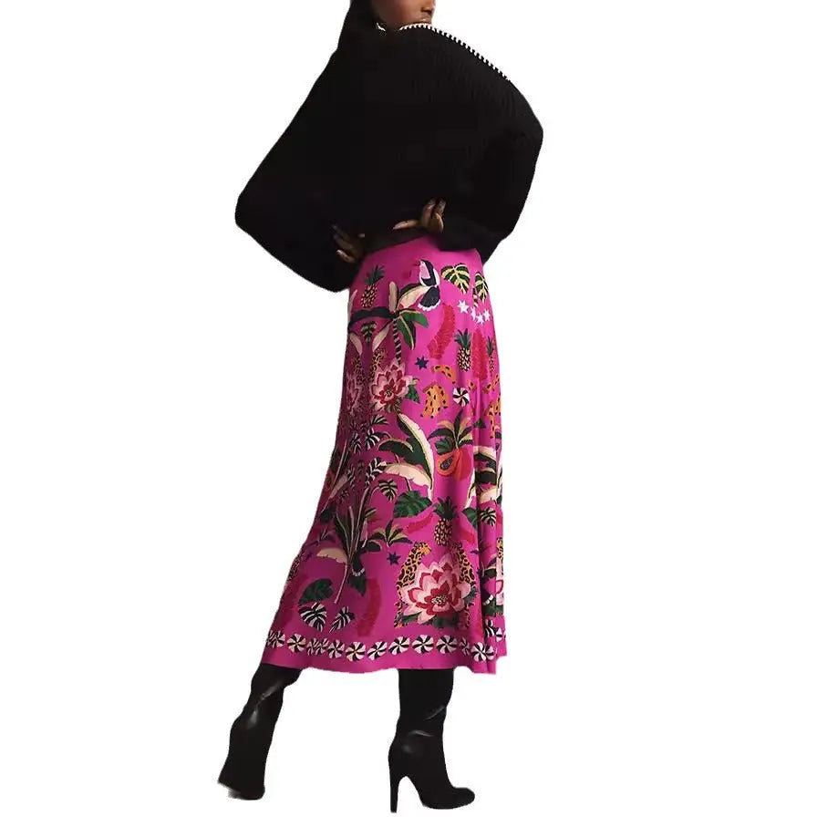 Street Tropical Plant Vintage Print Skirt For Women hercurva