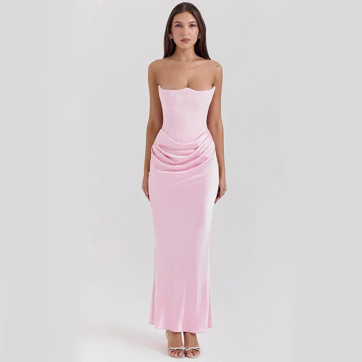 Slim Tube Top Long Dress Sexy Fashion Bandeau Backless Party Evening Dresses For Women Clothing hercurva