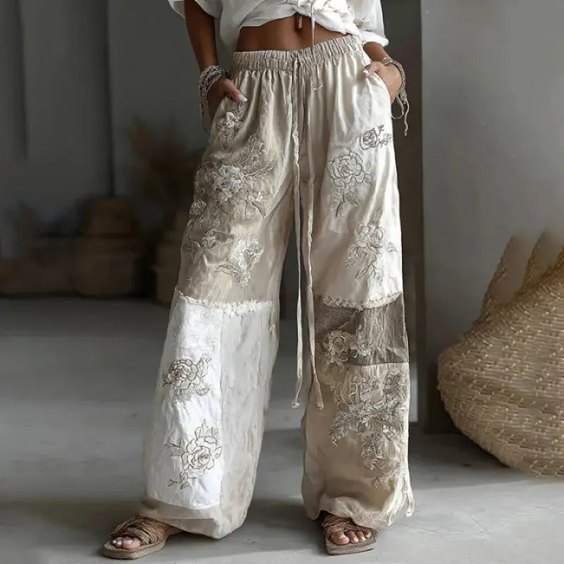 3D Floral Print Pattern Elegant Straight Women's Trousers hercurva
