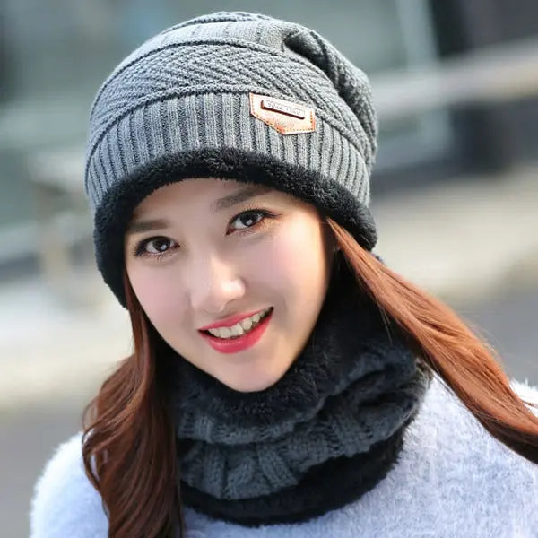 Knit Hat Female Winter ThickeningCap Warm Earmuffscap Head Outdoor Cycling Korean Version Of The Tide Collar Wool Hat hercurva