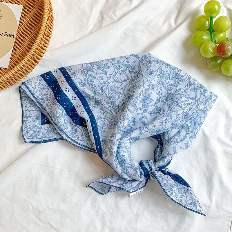 Artificial Silk Striped High-grade Korean Style Stylish Beach Arm Bag Silk Scarf hercurva
