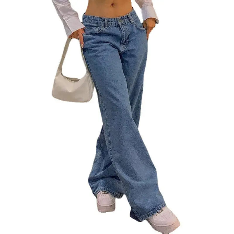 Low Waist Fashion Retro Straight Street Denim Trousers hercurva