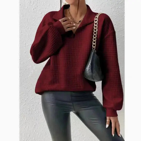 Fashion Solid Color Patchwork Sweater hercurva