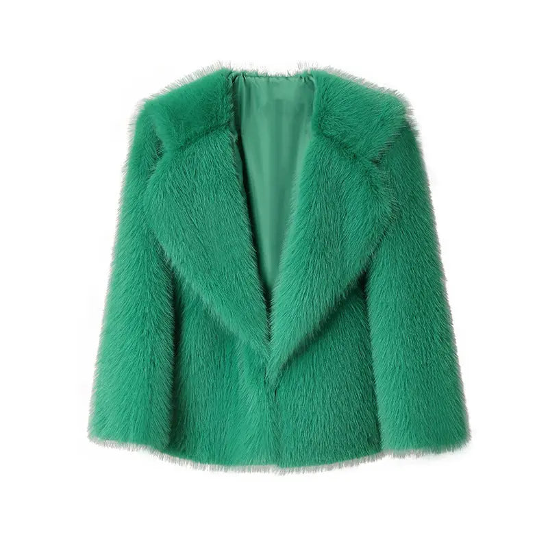 Lapel Leather Fur Coat Women's Artificial Wool Clip Coat hercurva