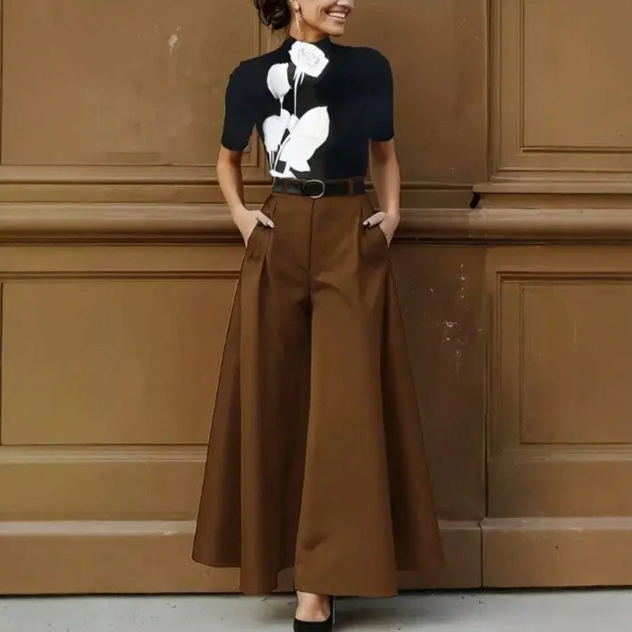 Cities Solid Color Wide-leg Pants No Belt hercurva