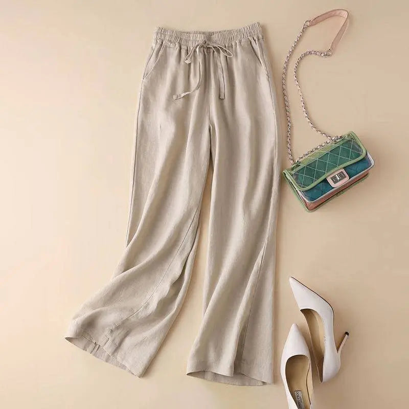Literature And Art Cotton And Linen Large Casual Wide Leg Pants Women hercurva