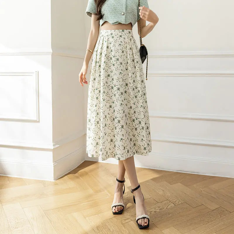 Women's Printed Dots High Waist Pleated Skirt Polka Dot Skirt hercurva