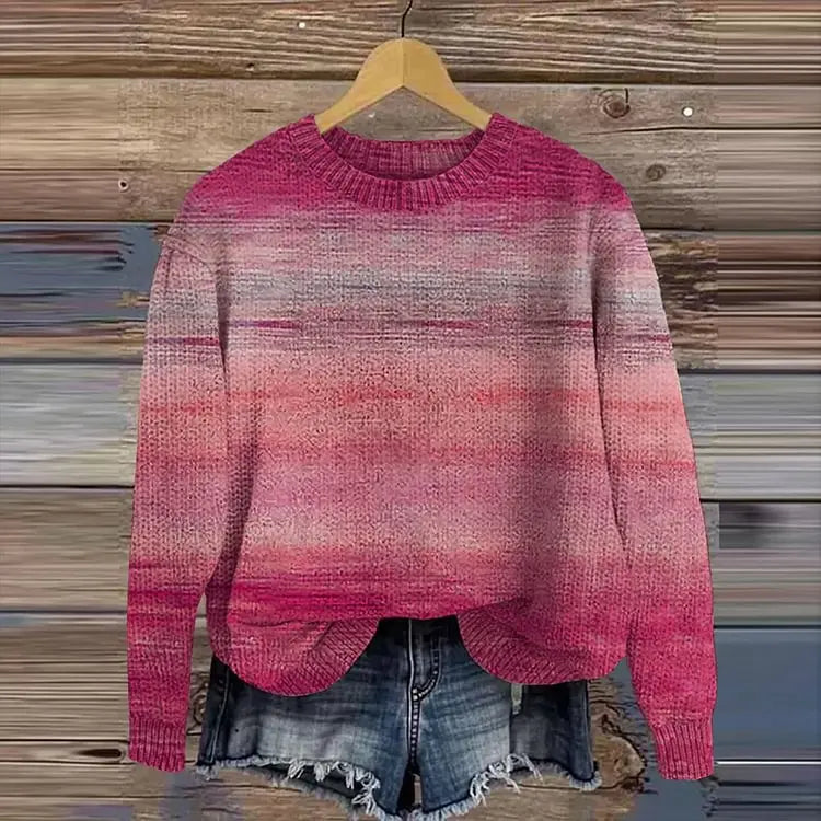 Women's Printed Wear Crew Neck Casual Sweater hercurva