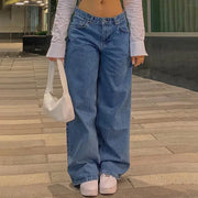 Low Waist Fashion Retro Straight Street Denim Trousers hercurva
