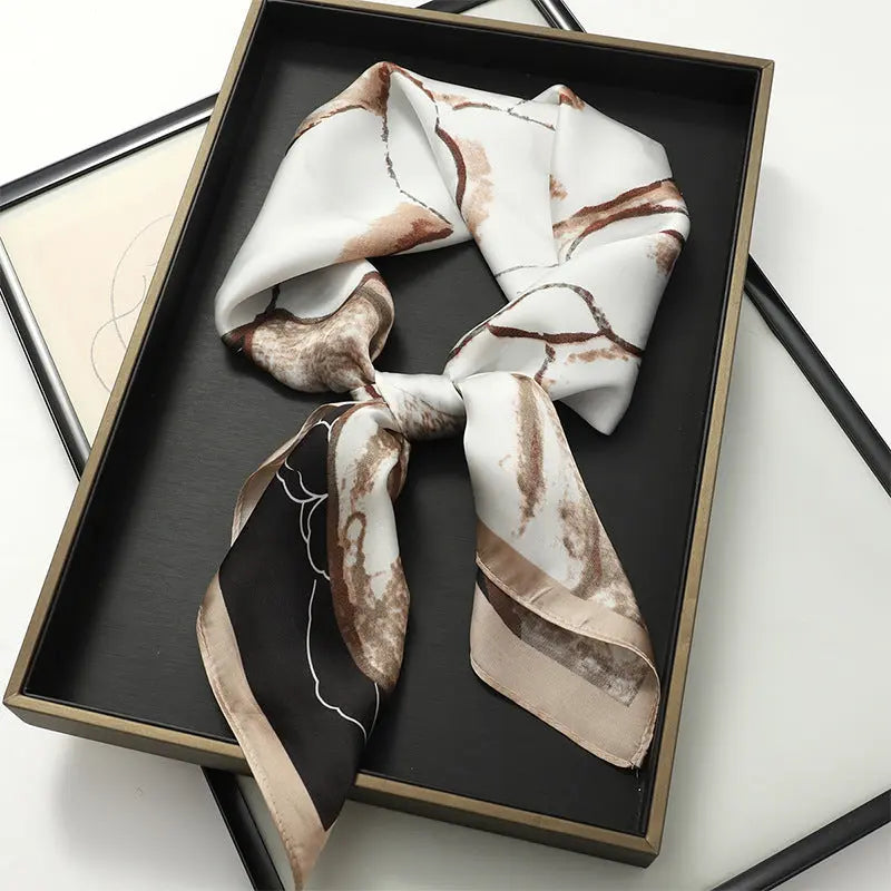 Artificial Silk Striped High-grade Korean Style Stylish Beach Arm Bag Silk Scarf hercurva