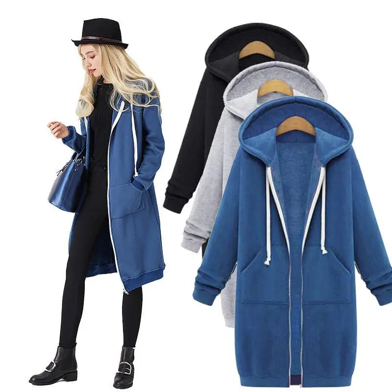 Hooded Long-sleeved Winter Sweater Women's Jacket In A Long Thick Shirt hercurva