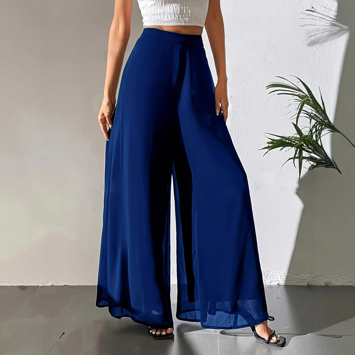 Casual Chiffon Wide-leg Pants Loose Trousers hercurva