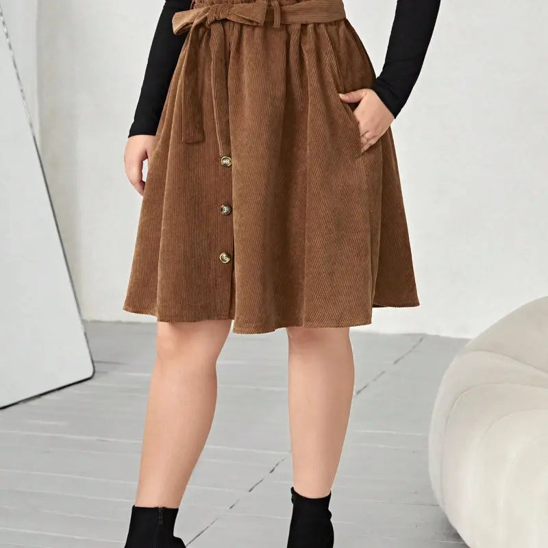 Women's Polyester Umbrella Skirt Retro Slimming High Waist Casual hercurva