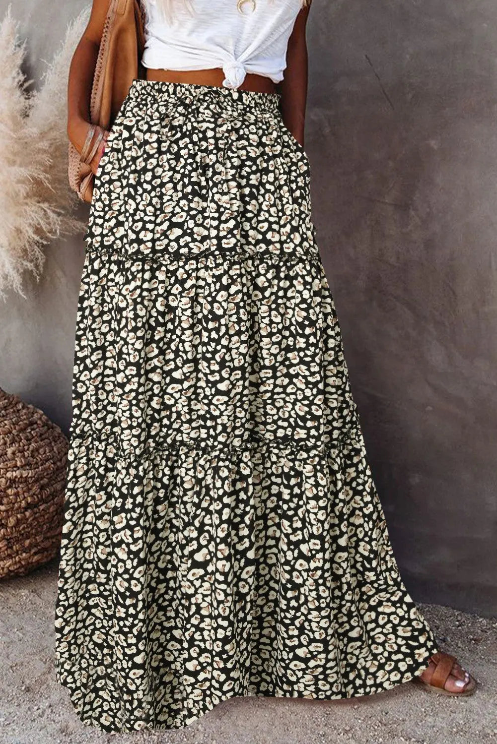 Bohemian Style Loose Casual High Waist Long Skirt hercurva