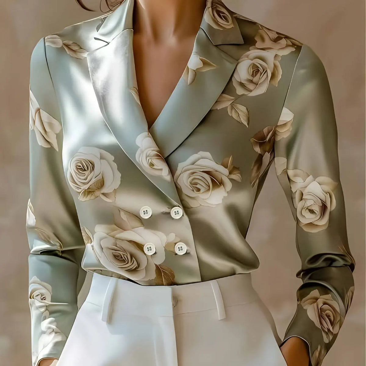 French Floral Print Long-sleeve Shirt hercurva