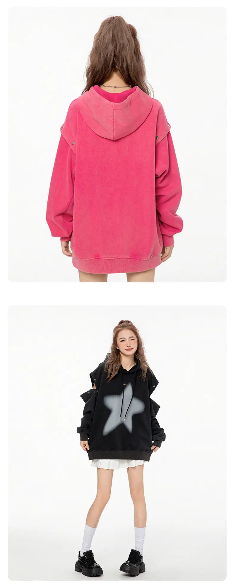 American-style XINGX Printed Distressed Detachable Sweater Autumn Couple Loose Top hercurva