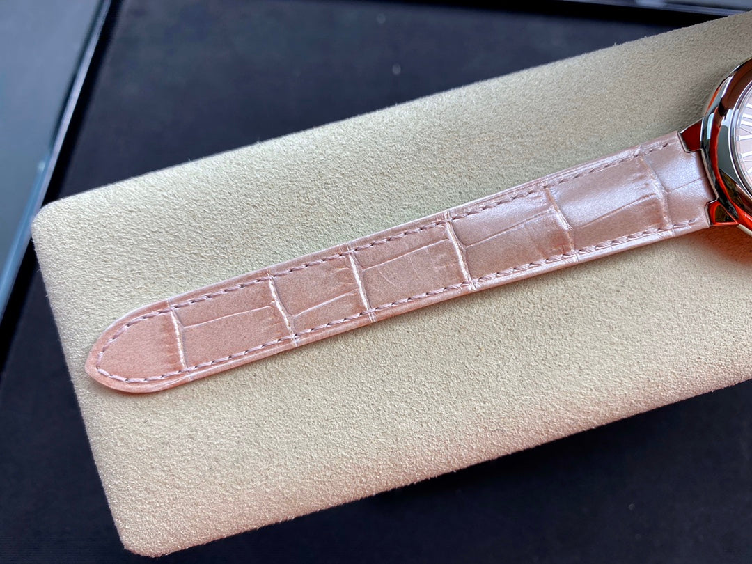 Cartier Balloon 33mm Silver Pink Leather