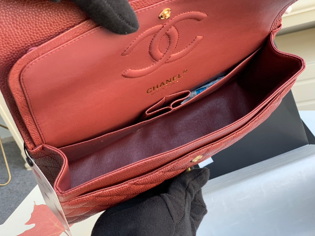 flap bag medium 25 wine caviar ghw