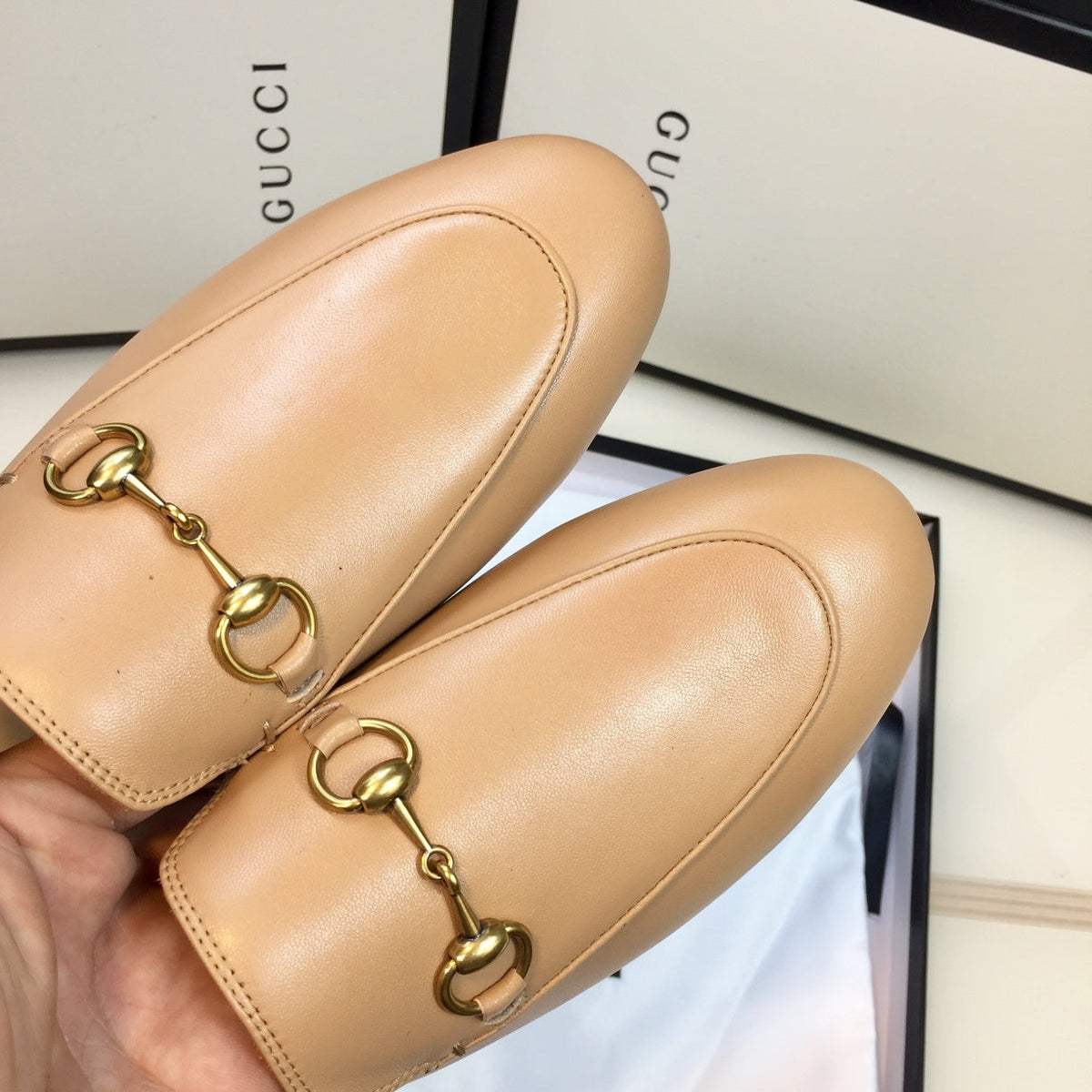 GG SLIPPER PRINCETOWN BEIGE CALFSKIN